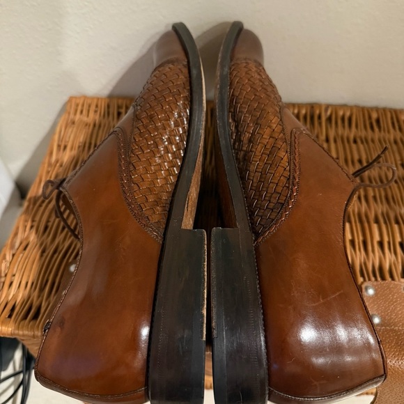 Mezlan San Juan Weaved Brown Leather Oxfords Cap Toe Mens Sz 13 Luxury Old Money - Picture 6 of 9